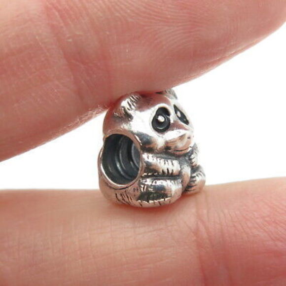 PANDORA 925 Sterling Silver Black Enamel Panda Bead Charm - Picture 2 of 7